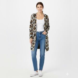 Leopard Print Open Front Cardigan